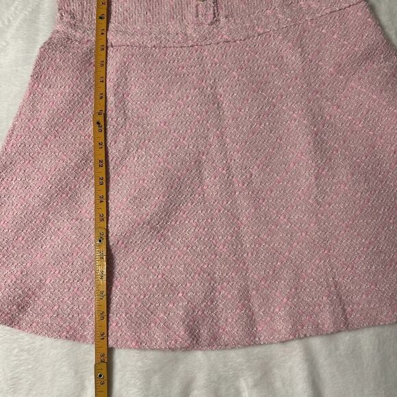 Textured Mini Dress Women’s Medium Pink A-line Buttons Fringe Frayed Faux - Picture 7 of 9